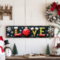 2D Flat Rustic Love Christmas Metal Wall Sign, Farmhouse Hearts Decor 3.9x15.7